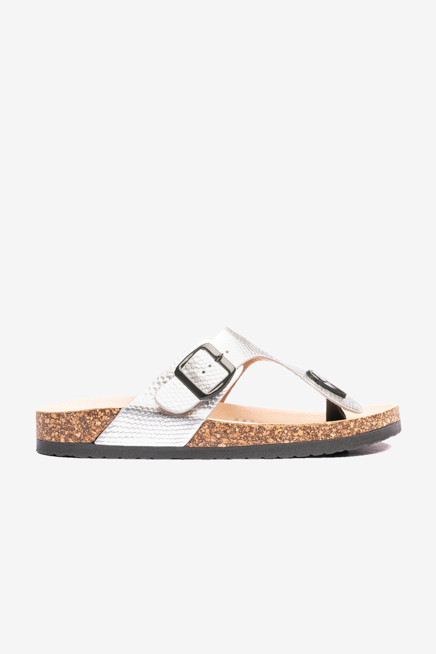 Sandalia Mujer Plateado Razo Chancleta Chancleta